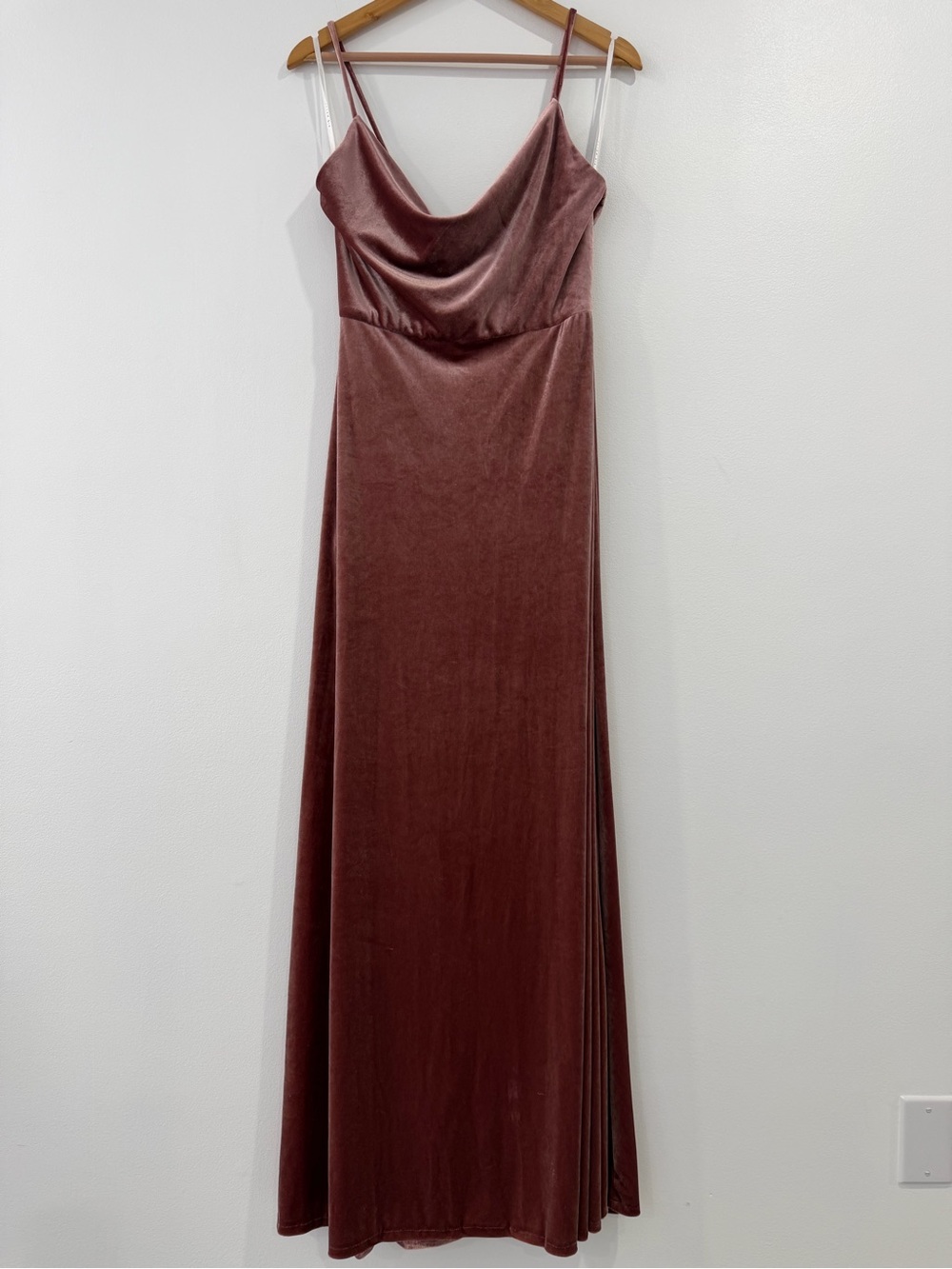 AFTER SIX Cowl Neck Velvet Maxi Pocket Dress Womens 6 Tawny Rose